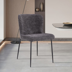 Pack table Apollo noire + 6 chaises Lisa gris foncé