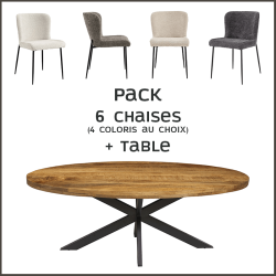 Pack table Alexa + 6 chaises Lisa