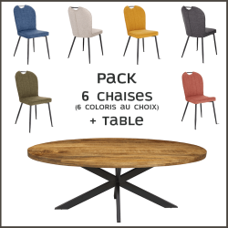 Pack table Alexa mangolia + 6 chaises Salome