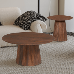 Table basse Miguel ronde 50cm brun clair