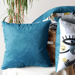 Coussin visage ligne bleu et jaune