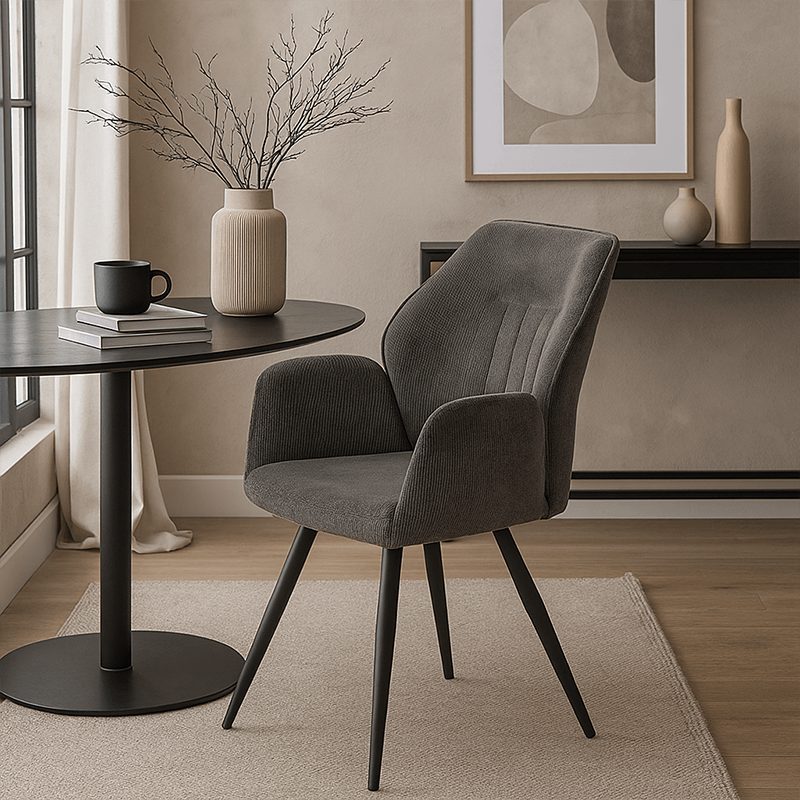 Chaise Dorin avec accoudoirs gris foncé