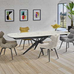 Table Nénuphar extensible 160cm blanc
