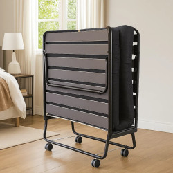 Lit pliant grand hôtel (90 cm) Matelas HR 24 kg non feu + Housse