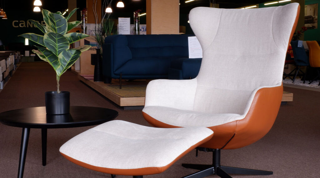 fauteuil cuir et tissu